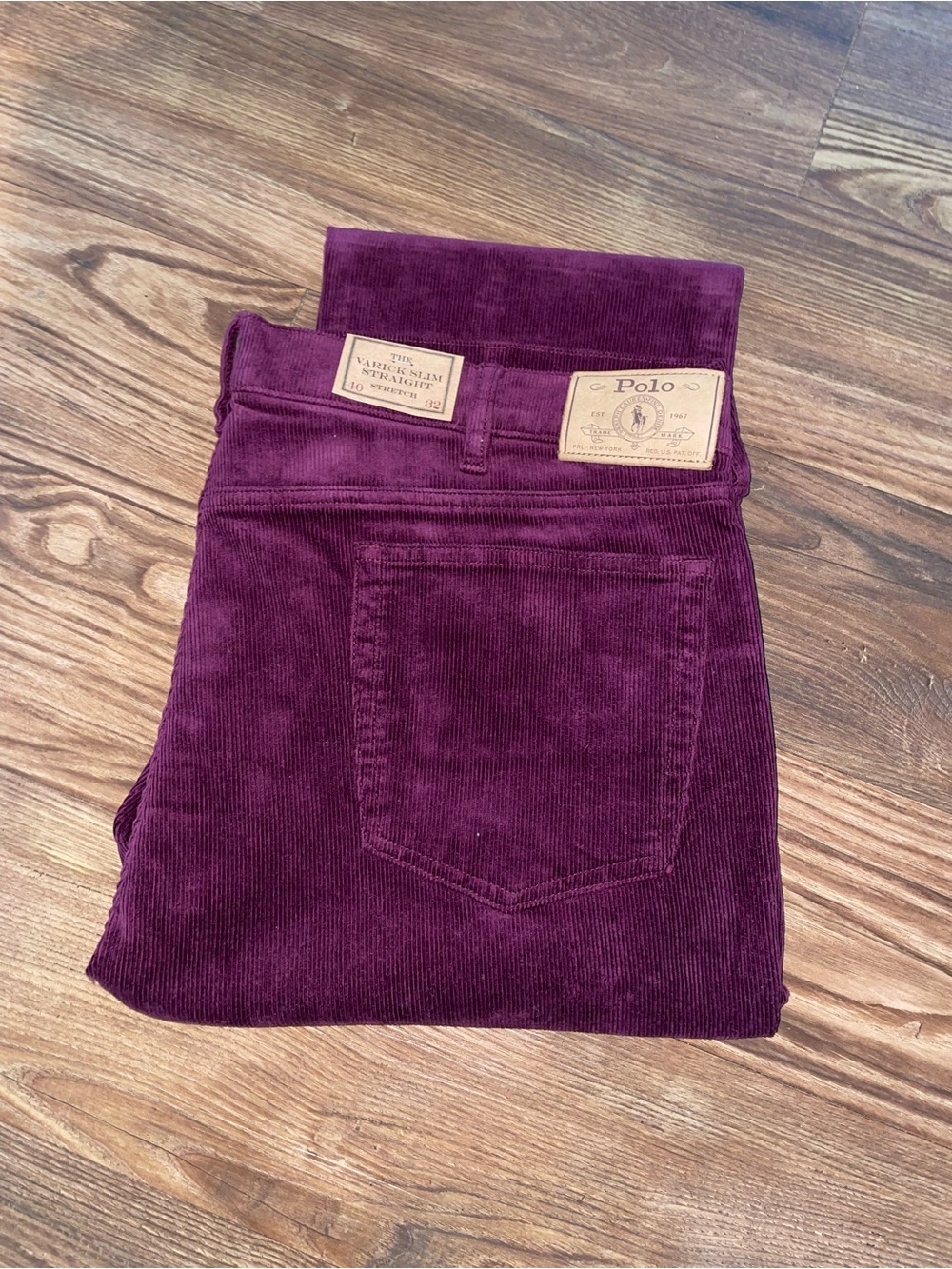 Polo Ralph Lauren Wine Varick Slim Plum Corduroy Pants